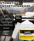 Heavy Duty Automotive Grease For Garage Doors And Metal Parts With Built In Brush, synthetic grease jar in car interior.