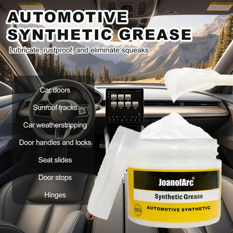 Heavy Duty Automotive Grease For Garage Doors And Metal Parts With Built In Brush, synthetic grease jar in car interior.