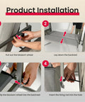 Product installation steps for 2 In 1 Convertible Porch Swing Bed For Three With Wicker Armrests And Adjustable Canopy, detail view.