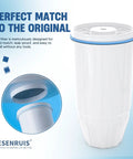 Close up of Pack Of 4 Water Filter Replacements For Zero Pitcher And Dispenser Easy Fit For Models ZR-001 ZR-017 ZR-004 ZP-006 ZD-013 ZS-008 Multi Stage Filtration Reduces Lead Chromium PFOA PFOS For Cleaner Better Tasting Water showing filter structure with blue seal, perfect fit feature.