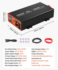 Heavy Duty 2500W Sump Pump Battery Backup Inverter With LCD Display And Pure Sine Wave showing black casing and connections.