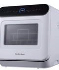 Portable Countertop Dishwasher Plug And Play With Six Liter Water Tank For Apartments Rv And Dorms Compact Washing And Drying Machine front view.
