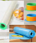 Grab And Go 16 Piece Shrink Wrap Dispenser Set For Moving Pallets Fits 3 Inch Film Core Plastic Pallet Handles In Blue And Green 8 Pairs For Easy Packing Shipping And Storage, shown with wrap rolls