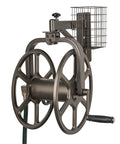 Single Arm Garden Hose Reel With 360 Degree Rotation Holds 125 Feet Of Five Eighths Inch Hose 18 Gauge Steel With Weatherproof Bronze Powder Coat