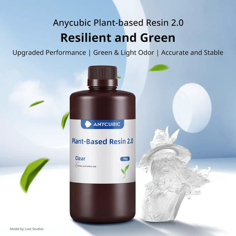Ultra Low Odor Plant Based 405nm Resin For LCD 3D Printing, Quick Cure And High Precision With 2.0 Formula, 1000g bottle