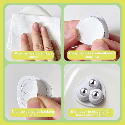 Steps to apply 8 Pack Self Adhesive Caster Wheels With 360 Degree Swivel For Small Appliances And Furniture Moving No Drill Needed