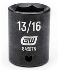 1/2 Inch Drive 6 Point Impact SAE Socket 13/16 Inch Off Corner Loading Black Oxide Finish Durable Heavy Duty Mechanic Tool
