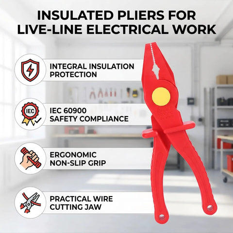 Heavy Duty 1000V Insulated Needle Nose Pliers Rock Solid Wire Cutter With Rugged Plastic Handles For Live Circuit Work And Top Shelf Precision On Any Quick Electrical Job.