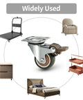 Tough As Nails 1.5 Inch Swivel Casters Set Of Four Heavy Duty Rolling Wheels With Reliable Brake shown on furniture and carts.