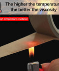 Nonstick PTFE Glass Cloth Tape Five Mil Thick Three Quarters Inch Wide Thirty Three Yards High Temperature Adhesive shown resisting flame