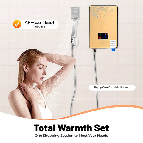 Heavy Duty Electric Tankless Water Heater With Instant Hot Shower Output Digital Touch Panel Wall Mount Design Energy Saving Tech Built Sick And No Sweat Operation Total Game Changer For Modern Home Plumbing Setup with shower head installation.