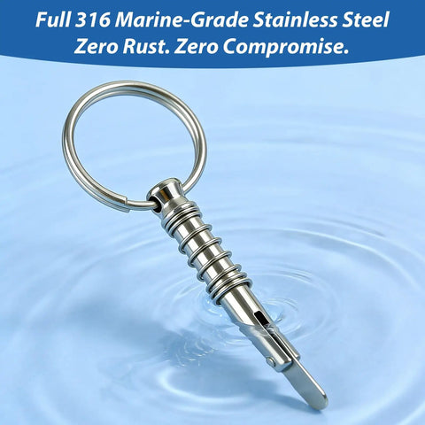 4-Pack Quick Release Pins With Drop Cam And Spring, One Quarter Inch Diameter, 0.86 Inch Usable Length, Saltwater Ready 316 Stainless