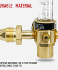Argon Regulator Flowmeter Gas Gauge for MIG TIG Welds, CGA-580 Inlet, brass body with durable material, close-up view