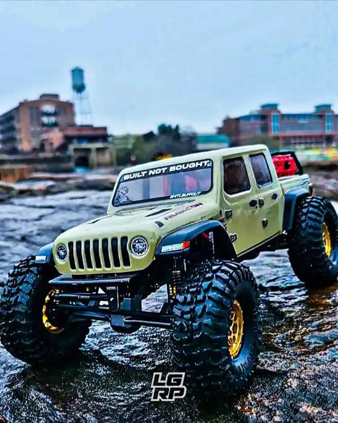 SCX24 1 By 24 Scale Sticker Sheet Pack Premium Retro OG Style Decals Dope Finish For Axial RC Cars displayed on RC Jeep