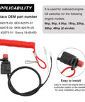 Boat Kill Switch Lanyard With Emergency Stop Cord for Outboard Engines Replacement shown with mounting instructions.