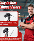 Sporthfish exhaust hanger removal pliers, 25° offset, black steel, non-slip grip.