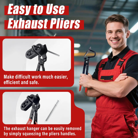 Sporthfish exhaust hanger removal pliers, 25° offset, black steel, non-slip grip.