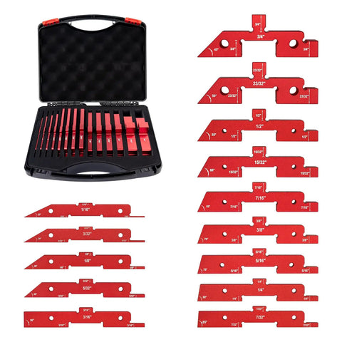 Router Table Setup Blocks Kit 14-Piece Aluminum Precision Setup Bars For Woodworking Height And Depth Gauges in storage case