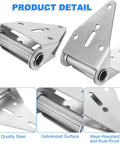 Two Pack Heavy Duty Garage Door Hinges For Variants 1 2 And 3 14 Gauge Galvanized Steel Replacement Parts, front and side view