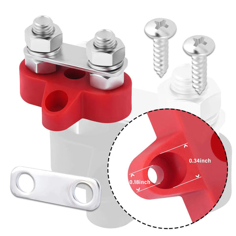 2 Pack Battery Terminal Distribution Block With M8 Dual Studs Bus Bar Terminal Block For Top Post Battery Terminals