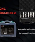 Six-piece annular cutter set with Weldon 3/4 in shanks and 1 in cutting depth, 1/2 in - 1-1/16 in OD in a black S&F Stead & Fast case.