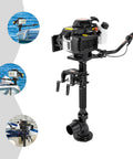Beefy 4HP Gas Outboard Motor 55cc 4-Stroke with air cooling for inflatable boats, shown with manual pull start and variable speed features