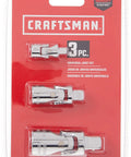 Universal Joint Socket Set 3 Piece With Chrome Finish, Corrosion Resistant, Meets ASME Standards, Packaged Front View
