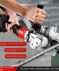 Heavy Duty Cordless Rebar Cutter 1380W With 2 Batteries, 180 Degree Rotating Head For Steel Metal Rods in use, cutting rebar.