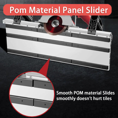 Pom material panel slider of Rock Solid 1200 Watt Electric Tile Bevel Cutter for smooth tile handling.