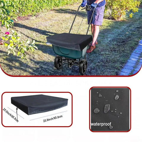 Waterproof Oxford Cloth Spreader Cover For Mini Broadcast Spreader 25.9 By 25.9 Inches With Elastic Hem Cord Black in garden.