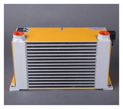 Beefy Aluminum Hydraulic Air Cooler For Hydraulic Oil Systems With Strong Cooling Power Air Cooled Heat Exchanger 12V DC Motor Oil Radiator Fan Durable Aluminum Construction AC DC Cooling Solution
