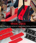 Top Shelf 4.5 Inch Magnetic Soft Jaws For Bench Vise Featuring Universal Non Slip Grip Pads used for cutting, drilling, welding, and polishing.