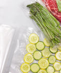 Vacuum Sealer Rolls 11 Inch Custom Size Bags for Home Food Storage holding vegetables and meat, ideal for food preservation