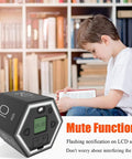 Child reading with Flip Timer For Kitchen And Home With Quick Presets 1 5 10 25 30 60 Minutes Clear LCD Display Magnetic Stand.