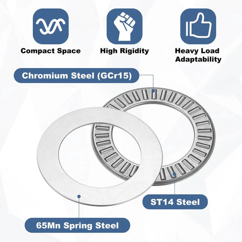 NTA1828 Thrust Needle Roller Bearing Set With 8 Washers, Chrome Steel, ID 1-1/8 In, OD 1-3/4 In, Thick 1/8 In, 4 Pack