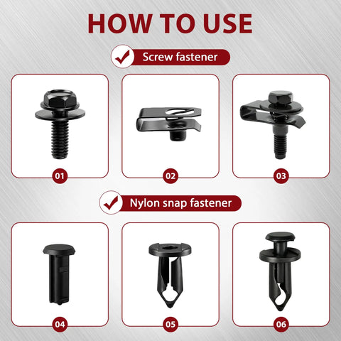 How to use guide for 35 Piece Universal Engine Under Cover Splash Shield Hardware Kit With U Nuts And Bolts Built In Washer Clips
