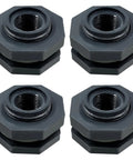 Four Pack One Half Inch PVC Bulkhead Fittings For Rain Barrels Ponds And Pools Durable Plastic Water Tank Connectors