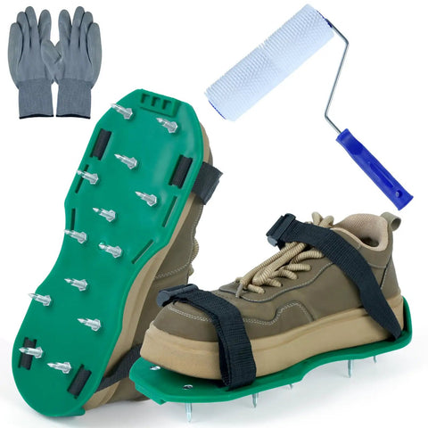 9 Inch Spiked Screed Roller For Epoxy Flooring And Self Leveling Concrete Projects With 13 mm Spike Height Includes Spiked Shoes And Protective Gloves A Full Cement Floor Leveling Tool Kit