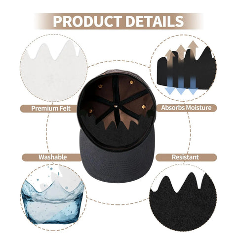 10 Pack Baseball Cap Sweat Liners, Flexible Washable Reusable Hat Inserts for No Sweat Protection, premium felt, black and white