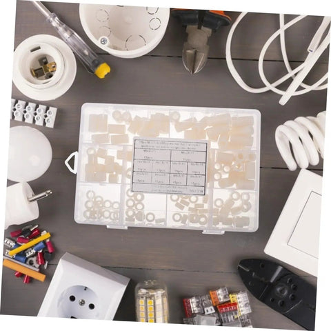 Nylon Round Spacer Nut Kit 150 Pcs Insulated Washers With Labeled Storage Case for PCB isolation and hardware projects