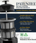 Detailed view of Grit-Free French Press Coffee Maker With Patented Double Micro-Filter, highlighting dual-layer filter design.