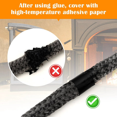 Close-up of Xmasneed 5/8-inch graphite-impregnated fiberglass wood stove gasket rope, 98-inch long.