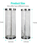 Two Pack Underground Worm Composting Bin With Gardening Gloves For Family Garden Outdoor Use Stainless Steel Round Composter With 360 Degree Ventilation And Easy Buried Setup, showing two different size bins.