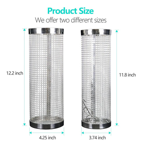 Two Pack Underground Worm Composting Bin With Gardening Gloves For Family Garden Outdoor Use Stainless Steel Round Composter With 360 Degree Ventilation And Easy Buried Setup, showing two different size bins.