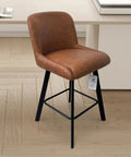 Swivel Bar Stools Set Of Three 26 Inch High Comfy Upholstered Barstools With Backs For Kitchen Island, Faux Leather Brown Finish