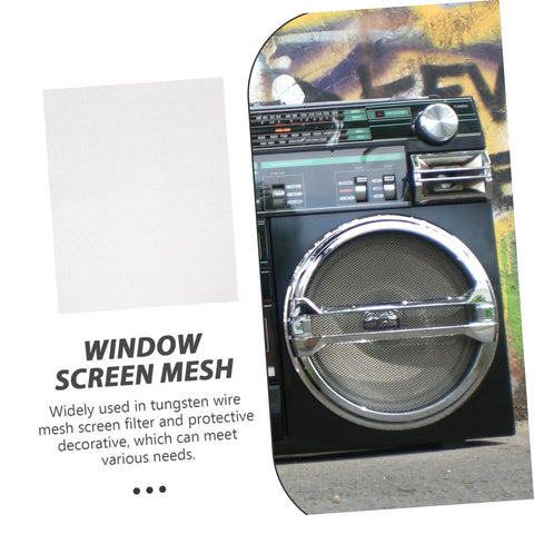 Window vent screen mesh and vintage stereo featuring a circular steel mesh speaker, highlighting versatile use.