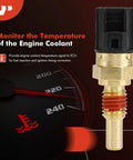 A-Premium 2-pin engine coolant temperature sensor with brass body and black plastic connector.