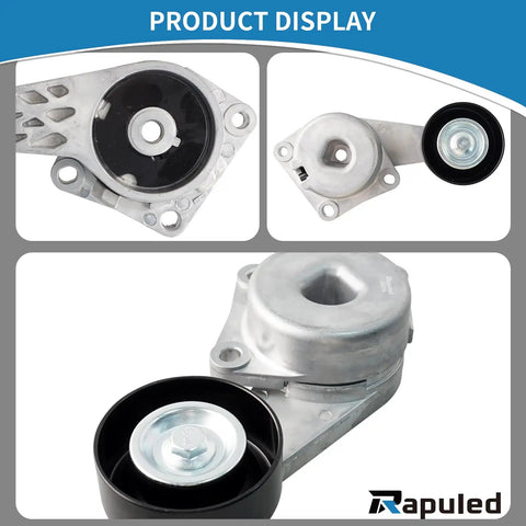 Hot Rod Level Engine Belt Tensioner And Idler Pulley Kit 38274 Replacement silver metal tensioner and pulley set for engine belt drive