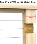 20 Pack Invisible Cable Railing Kit For One Eighth Inch Stainless Steel Cable With Receiver And Swage Stud Ends Fits 2x2 And 4x4 Wood Or Metal Posts Great For Decks And Stairs Level Or Angled Install DIY Friendly Low Profile Modern Look showing connection on 4x4 wood post.