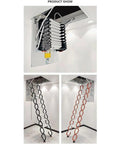 Electric Remote Control Attic Ladder With Hassle Free Pull Down Operation showcasing retractable staircase and color options.